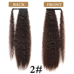 Synthetic Long Corn Wavy Ponytail Hairpiece Wrap on Hair Clip Black Brown Ombre Brown Blonde Hair Extensions Pony Tail 32inch