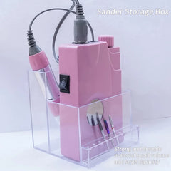 Transparent Nail Drill Bits Holder Acrylic Display Manicure Tools 3 Row 10 Holes Clear Nail Drill Machine Organizer Storage Box