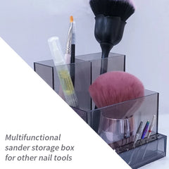 Transparent Nail Drill Bits Holder Acrylic Display Manicure Tools 3 Row 10 Holes Clear Nail Drill Machine Organizer Storage Box