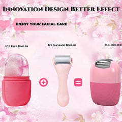 Upgrade 2 In 1 Ice Roller for Face Gua Sha Facial Roller Puffiness Relief Massage Skin Care Beauty Treatment Tool Face Massager
