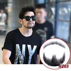 Wigundle 100% Human Fake Beard Wig Simulation Fake Beard Invisible Realistic Television Makeup Beard Props Men Bearded Human Bea