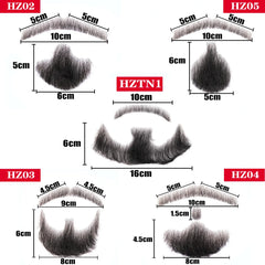 Wigundle Fake Beard Hand Made 100% Real Hair Swiss Lace Comfortable Invisible Mustache For Men Cosplay Man Decoration