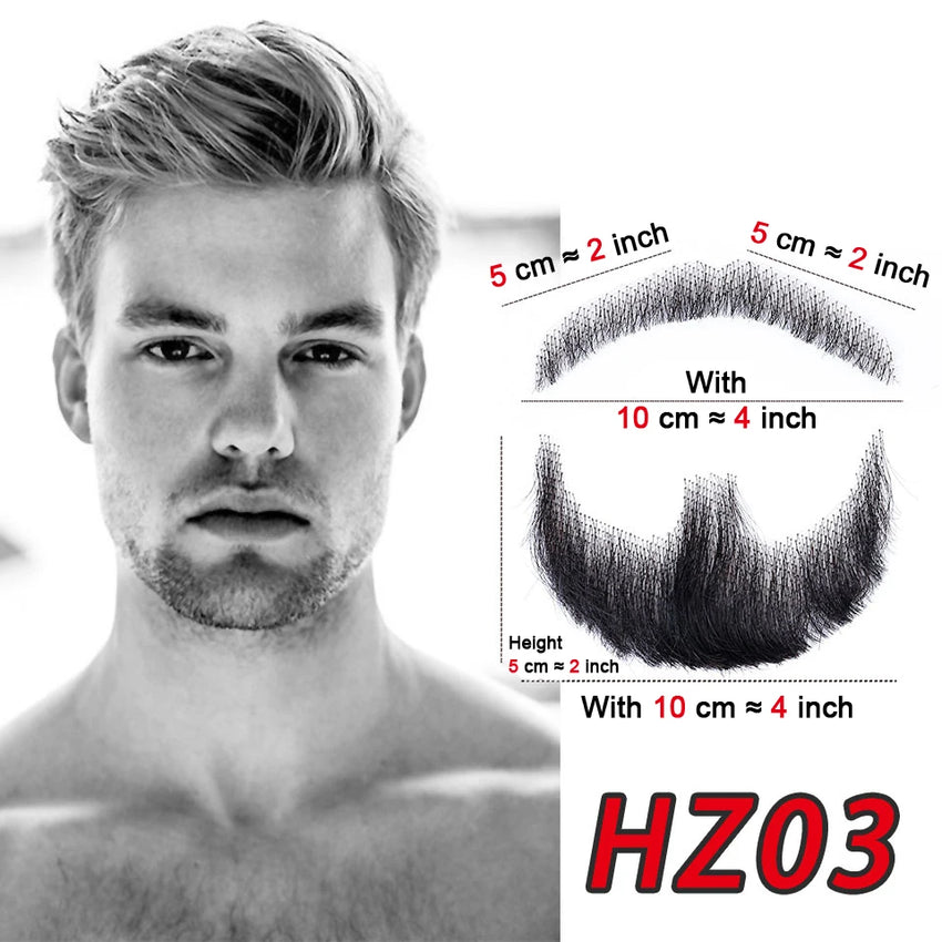 Hand-made Cosplay Lace Beard Natural Fake Beard for Men Mustache  Synthetic Lace Invisible Beards