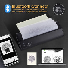 Portable Wireless Tattoo Printer Thermal Printer Transfer Bluetooth USB Mobile Machine Text PDF Document Maker with Paper