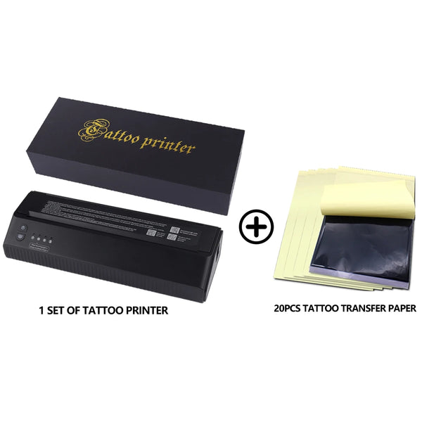 Portable Wireless Tattoo Printer Thermal Printer Transfer Bluetooth USB Mobile Machine Text PDF Document Maker with Paper