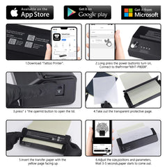 Portable Wireless Tattoo Printer Thermal Printer Transfer Bluetooth USB Mobile Machine Text PDF Document Maker with Paper