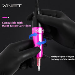 XNET Professional Rotary Tattoo Pen Quiet Tattoo Gun Machine Supply With LED Light Permanent Makeup Eyeliner for Tattoo Body