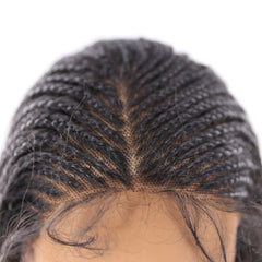 Lace Front Synthetic Braided Wigs Long box cornrow Braid faux locs Wig Middle Part - Bellelooks
