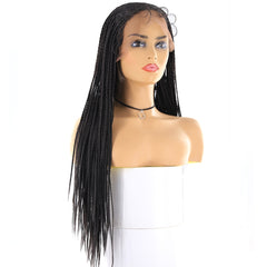 Lace Front Synthetic Braided Wigs Long box cornrow Braid faux locs Wig Middle Part - Bellelooks