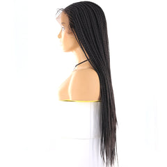 Lace Front Synthetic Braided Wigs Long box cornrow Braid faux locs Wig Middle Part - Bellelooks