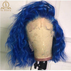 Bob Blue Preplucked Human Hair Lace Front Wigs - Bellelooks