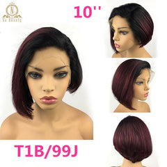 Pixie Cut Ombre Color Lace Front Human Hair Short Bob Wigs - Bellelooks