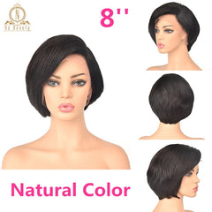 Pixie Cut Ombre Color Lace Front Human Hair Short Bob Wigs - Bellelooks