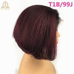 Pixie Cut Ombre Color Lace Front Human Hair Short Bob Wigs - Bellelooks