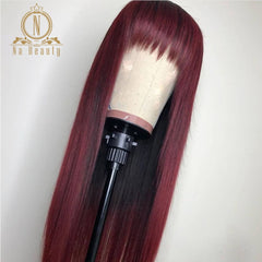 Pre Plucked Straight Human Hair Lace Wig With Bangs - Bellelooks