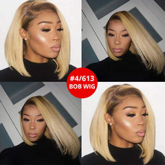 Lace Front Human Hair Wigs Pre Plucked Blonde Short Bob Wig With Baby Hair - Bellelooks