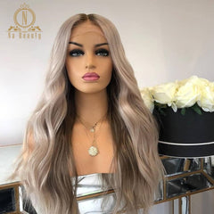180 Density Ash Grey Virgin Human Hair Wig Transparent Full Lace Wig - Bellelooks