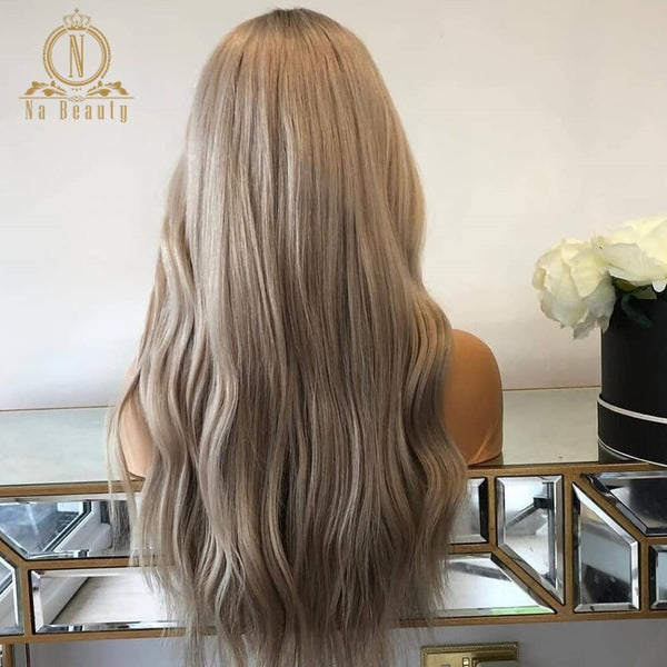 180 Density Ash Grey Virgin Human Hair Wig Transparent Full Lace Wig - Bellelooks