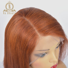 Ginger Orange Colored 13x6 Lace Front Human Hair Wigs Short Bob Wig - Bellelooks