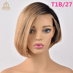 Lace Front Human Hair Short Wigs Bob Wigs Pixie Cut Ombre Wig - Bellelooks