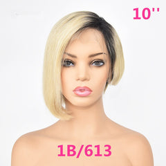 Lace Front Human Hair Short Wigs Bob Wigs Pixie Cut Ombre Wig - Bellelooks