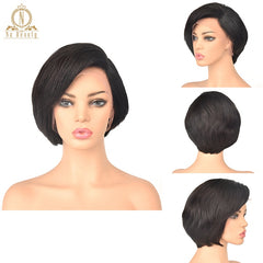 Lace Front Human Hair Short Wigs Bob Wigs Pixie Cut Ombre Wig - Bellelooks
