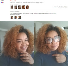 Afro Kinky Curly Human Hair Wig Ombre Colored  Lace Front Human Hair Wigs - Bellelooks