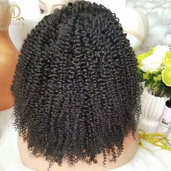 Afro Kinky Curly Human Hair Wig Ombre Colored  Lace Front Human Hair Wigs - Bellelooks
