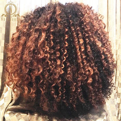 Afro Kinky Curly Human Hair Wig Ombre Colored  Lace Front Human Hair Wigs - Bellelooks