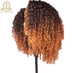 Afro Kinky Curly Human Hair Wig Ombre Colored  Lace Front Human Hair Wigs - Bellelooks