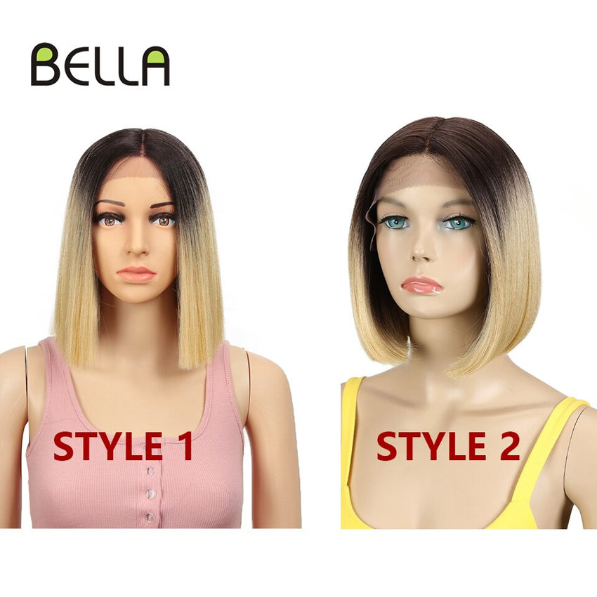 BELLA Short Wig BOB Nature Color Blue Blonde Green 7 Colors - Bellelooks