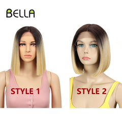 BELLA Short Wig BOB Nature Color Blue Blonde Green 7 Colors - Bellelooks