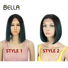 BELLA Short Wig BOB Nature Color Blue Blonde Green 7 Colors - Bellelooks