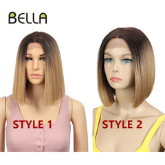 BELLA Short Wig BOB Nature Color Blue Blonde Green 7 Colors - Bellelooks