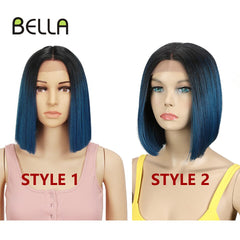 BELLA Short Wig BOB Nature Color Blue Blonde Green 7 Colors - Bellelooks