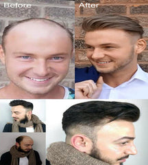 BYMC Straight Hair All PU Toupee Men Natural Black Color Looking European Human Hair Full PU Toupee Replacement System Free Part - Bellelooks