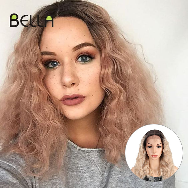 Bob Wig Synthetic Pink & Blonde Mixed Color - Bellelooks