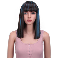Bella Straight Brown Synthetic Lace Wigs With Bangs - Bellelooks