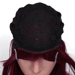 Bella Straight Brown Synthetic Lace Wigs With Bangs - Bellelooks