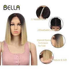 Bella Synthetic Lace Front Wig Straight Hair Bob Wigs - Bellelooks