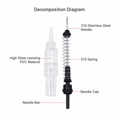 50PCS Safety Cartridge Needle 1RL 0.25/0.30mm Tattoo Permanent Makeup - Bellelooks