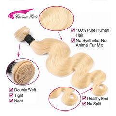 Blond Brazilian Hair Platinum 613 Blonde Hair 3 Bundles Straight Body Wave - Bellelooks
