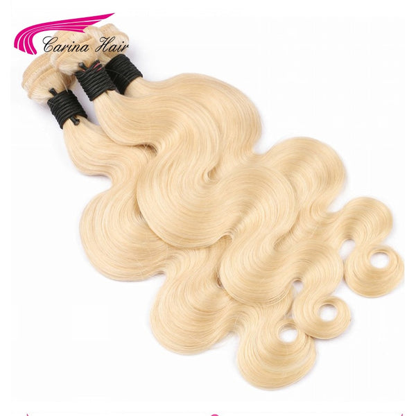 Blond Brazilian Hair Platinum 613 Blonde Hair 3 Bundles Straight Body Wave - Bellelooks
