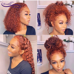 Colored Ginger Wig Orange Lace Front Human Hair Wig Colored 360 Lace Frontal Wig Full Lace Human Hair Wigs 180% Preplucked - Bellelooks
