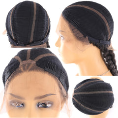Cornrow Braids Synthetic Lace Front Wigs Senegalese Three Part Long Straight Ear To Ear Braided Lace Wig With Baby Hair X-TRESS - Bellelooks