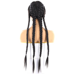 Cornrow Braids Synthetic Lace Front Wigs Senegalese Three Part Long Straight Ear To Ear Braided Lace Wig With Baby Hair X-TRESS - Bellelooks