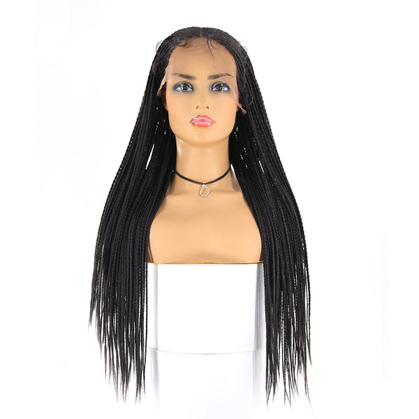 Cornrow Braids Synthetic Lace Front Wigs Senegalese Three Part Long Straight Ear To Ear Braided Lace Wig With Baby Hair X-TRESS - Bellelooks