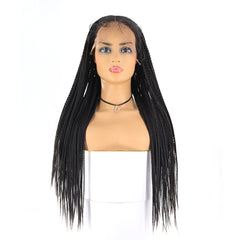 Cornrow Braids Synthetic Lace Front Wigs Senegalese Three Part Long Straight Ear To Ear Braided Lace Wig With Baby Hair X-TRESS - Bellelooks