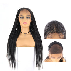 Cornrow Braids Synthetic Lace Front Wigs Senegalese Three Part Long Straight Ear To Ear Braided Lace Wig With Baby Hair X-TRESS - Bellelooks