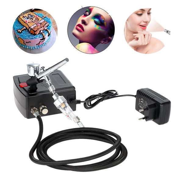 Dual Action Airbrush Set Spray Gun Air Compressor Kit Aerograph for Art Body Painting Temporary Tattoo Manicure Cake Model Nail - Bellelooks
